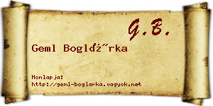 Geml Boglárka névjegykártya